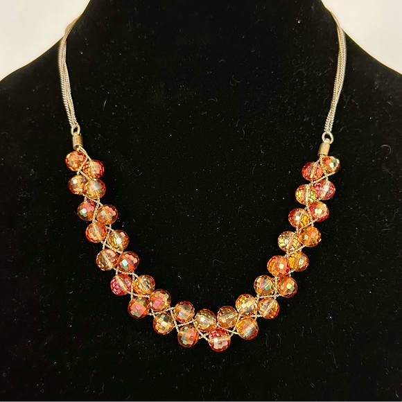 KENNETH COLE New York Beaded Aurora Borealis Woven Triple Strand Necklace - Picture 2 of 7